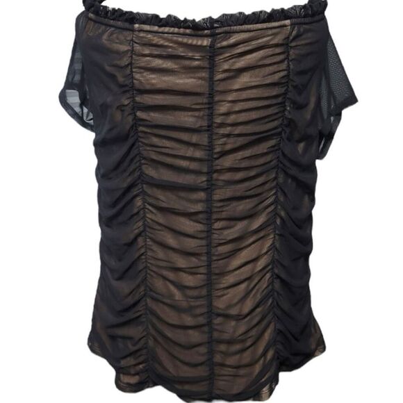Torrid Black Mesh Ruched Off-Shoulder Top Size 3 3XL - Picture 8 of 11